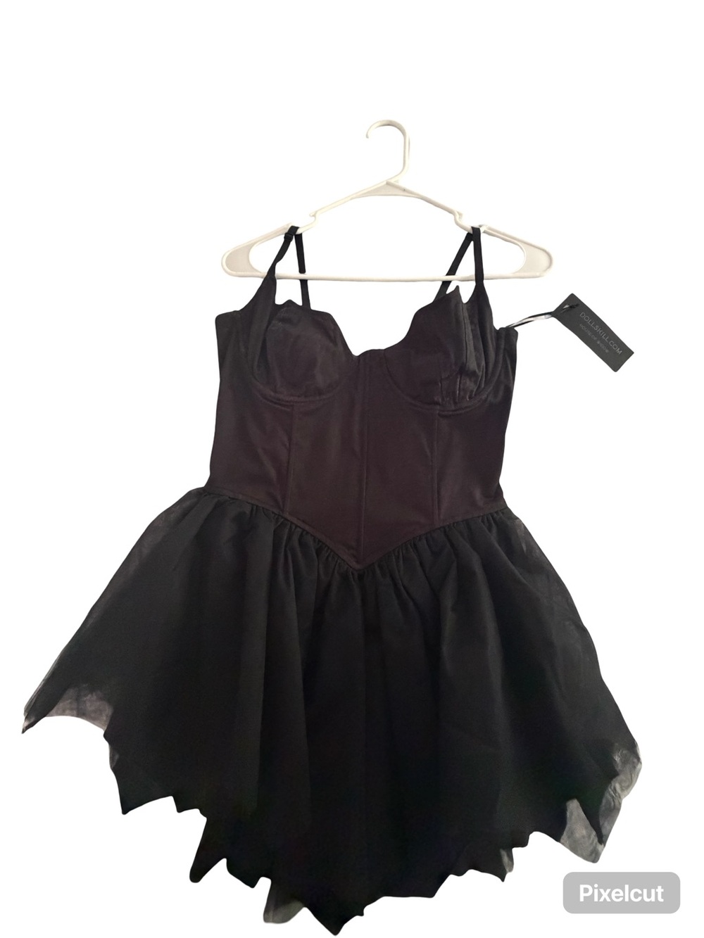 Dolls Kill Black Scalloped Bust Tulle Fit-and-Flare Dress